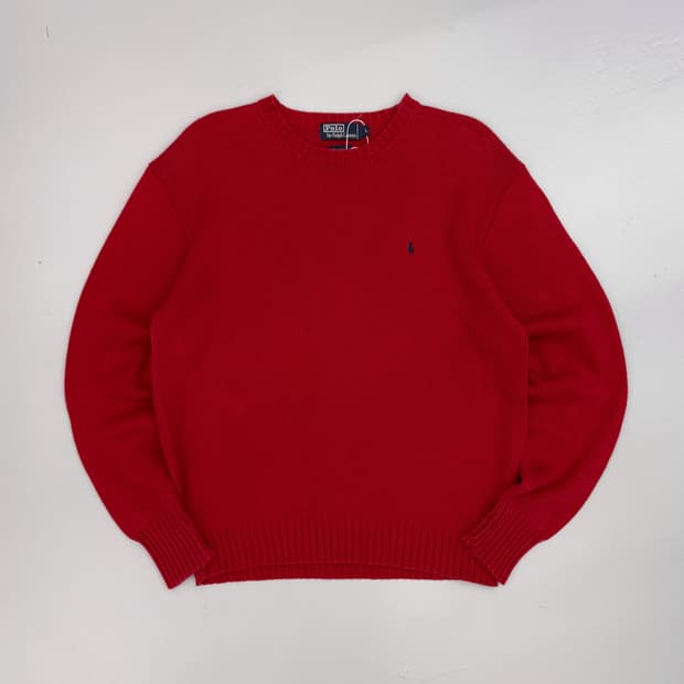 폴로 랄프로렌 00‘s 루즈핏 해비코튼 딥레드 니트