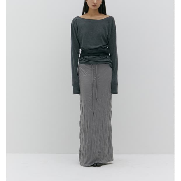 hwae wrinkle maxi skirt, grey, os