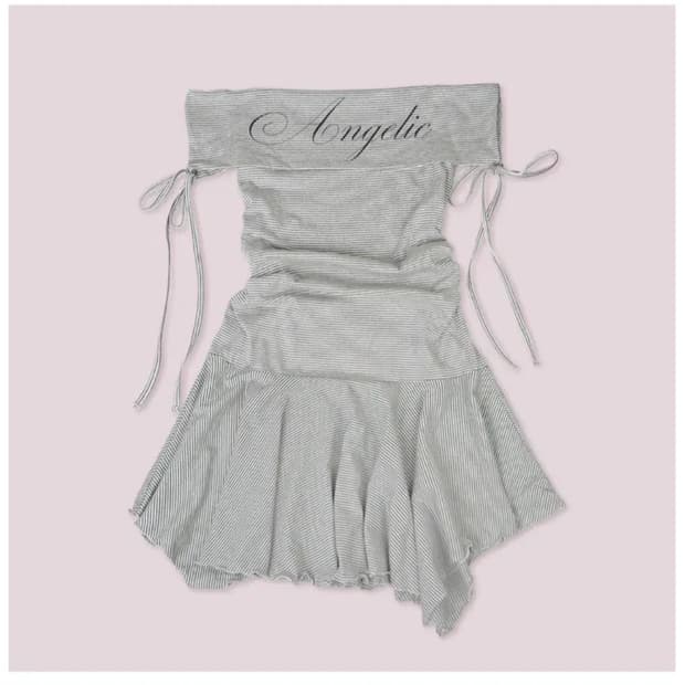 엘프엘프엘프 아카이브스 엔젤릭 스트라이프 드레스 그레이