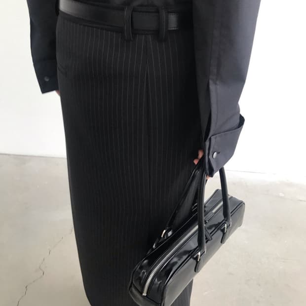 스트라이프 맥시 스커트 블랙 새상품