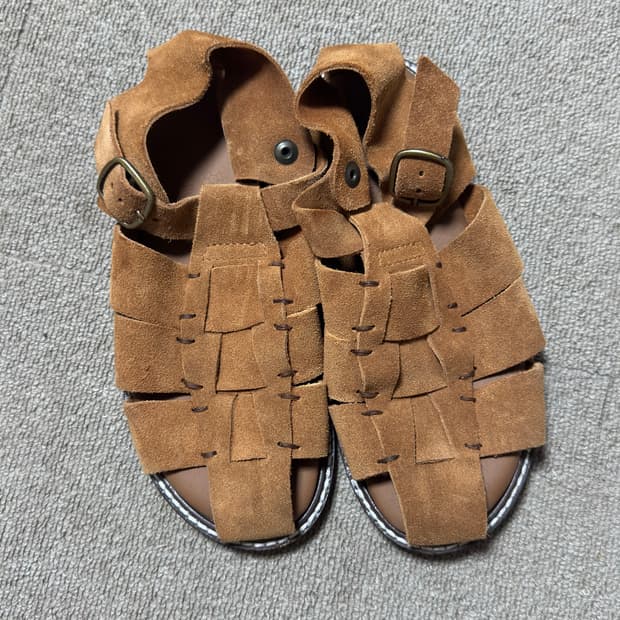 안티치로마노 이탈리아 스웨이드 피셔맨 샌들 36