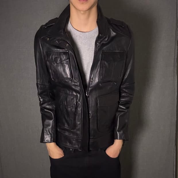 lamb skin black leather jacket