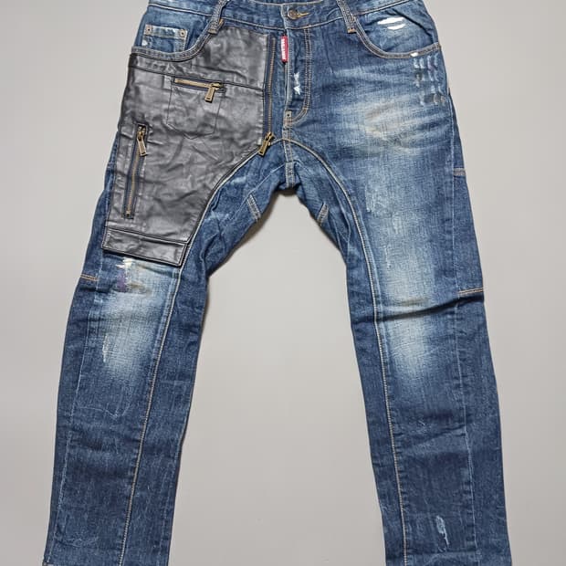 [33] 디스퀘어드2 루키 가죽패치 바이커진 청바지
