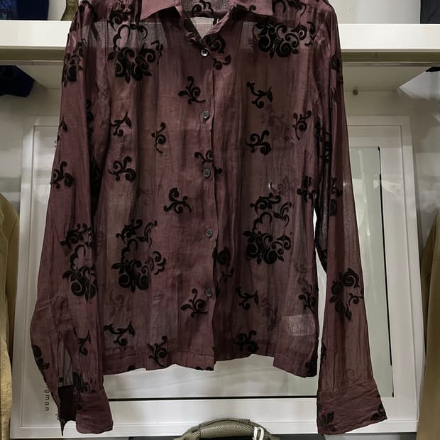 드리스반 노튼/딥버건디 실크혼방 셔츠(55)