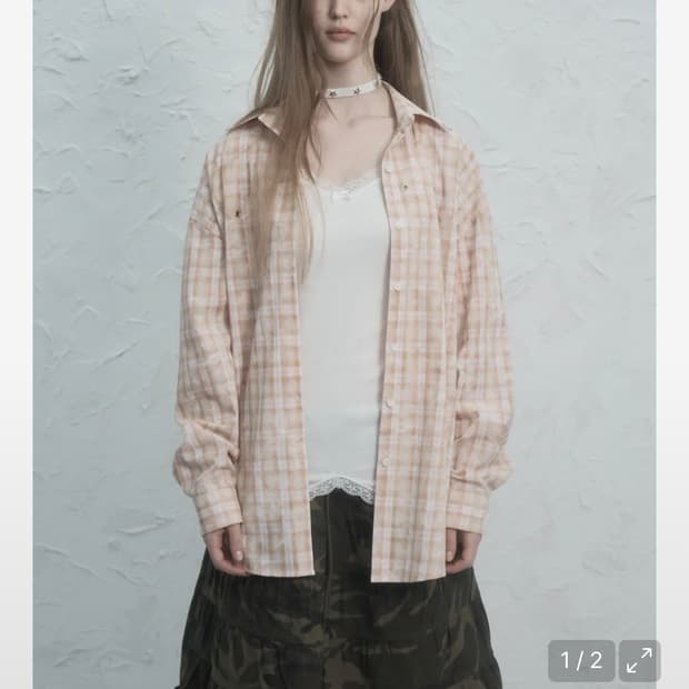 셋업이엑스이 eyelet check shirt yellow 아메카지