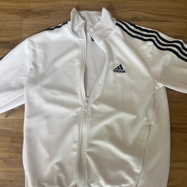 아디다스 3S 레귤러 핏 더블 니트 트랙 자켓 화이트 M
