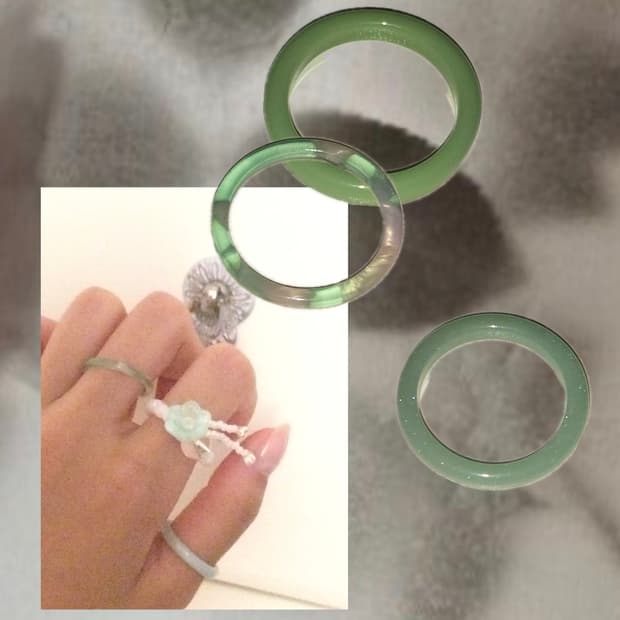 ꧁Olive green acrylic ring꧂ . price•0.15