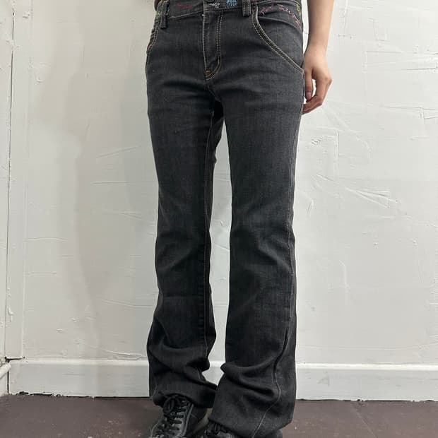 sonia rykiel punk needlework denim pants