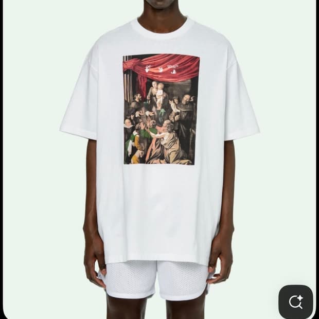 L/ 오프화이트 카라바지오 스프레이드 오버핏 반팔