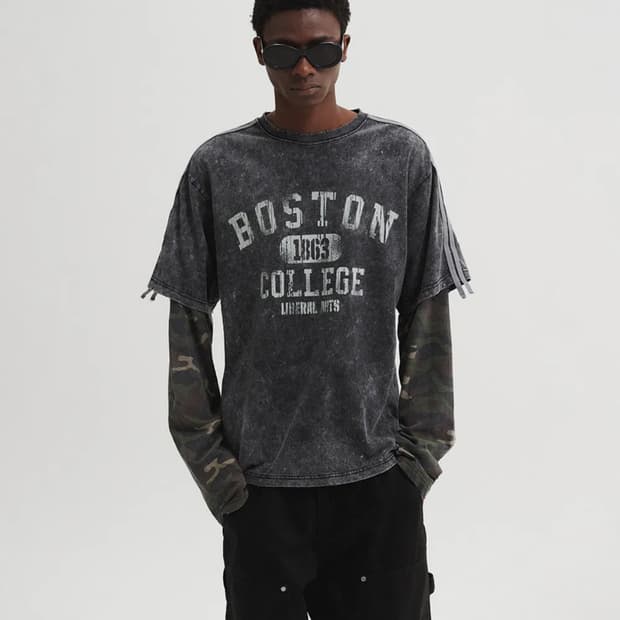 DNSR 썰파 워싱 카모 레이어드 롱슬리브 L