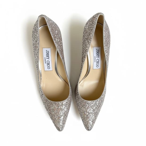 지미추 로미 글리터 펌프스 힐 36.5 