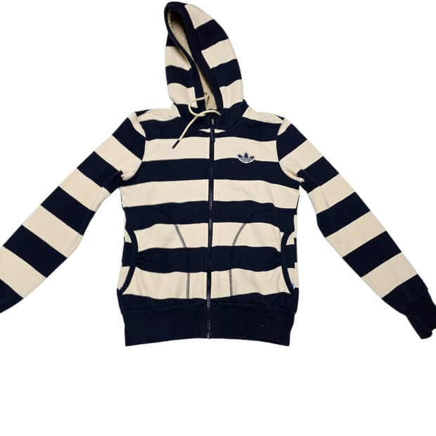 [Y2K/빈티지] 아디다스 여성 기모 후드 집업 화이트 네이비 95 (실