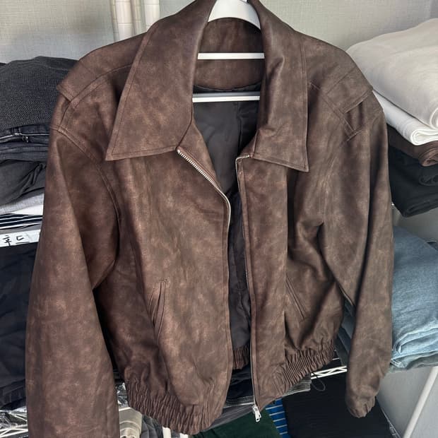 브라운 빈티지워싱레더자켓