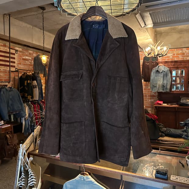 90s 빈티지 폴로 랄프로렌 소가죽 스웨이드 초어 자켓