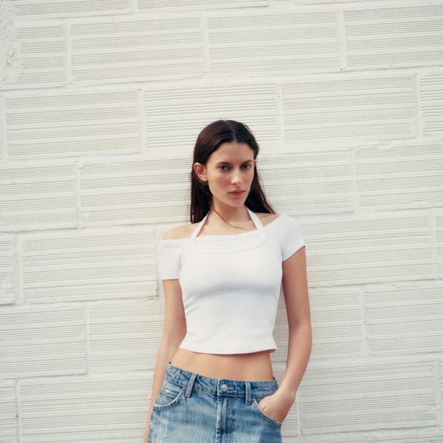 ZARA 자라 더블 크롭 탑, 자라 더블 홀터 티셔츠