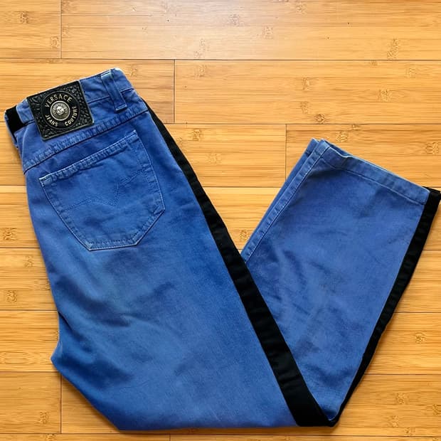 베르사체 배색 데님팬츠 