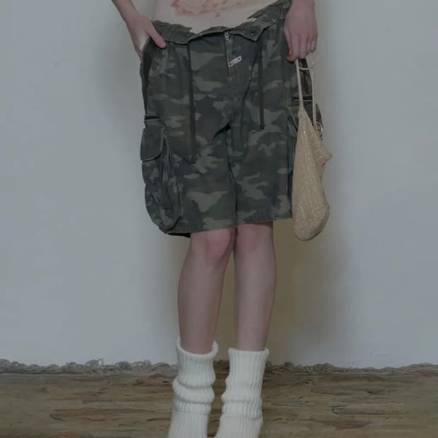 스컬프터 twill cargo half pants 카모 버뮤다팬츠 XS