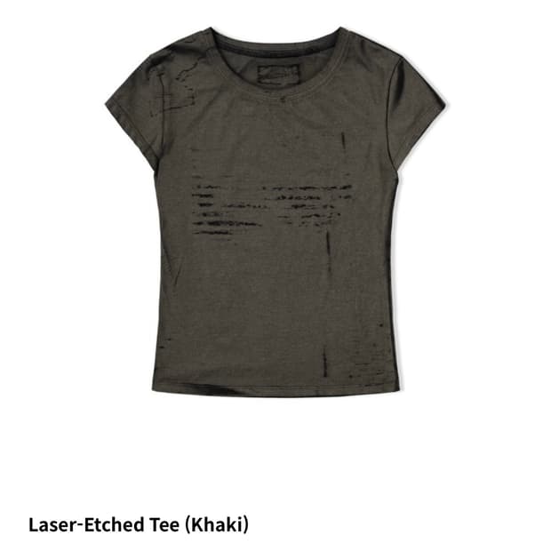 보니앤키예 Laser-Etched Tee 반팔 티셔츠 카키 3사이즈
