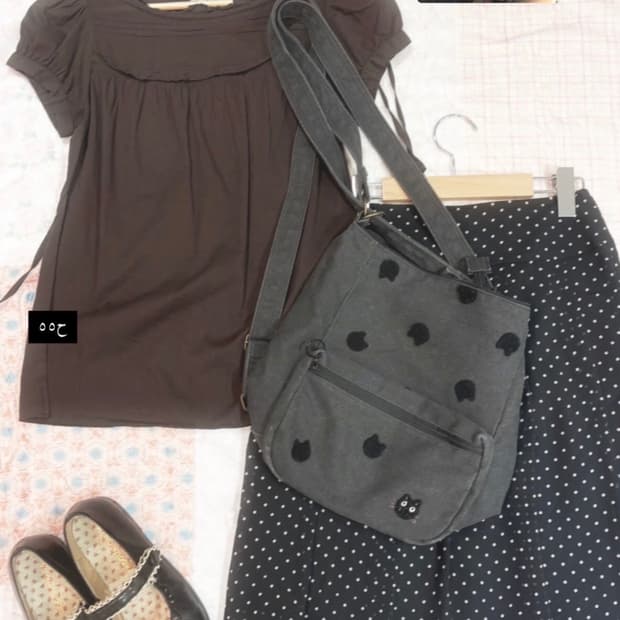 (무배) 카메 빈티지 브라운 리본 블라우스 카라하나 모리노가토 카모메산장