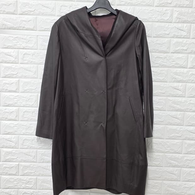 택포// 양가죽 캐시미어100 후드 코트 L