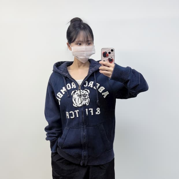 아베크롬비 불독 로고 후드집업 네이비