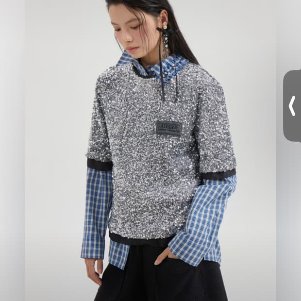 럭키슈에뜨 아뜰리에 Spangle Half Sleeve Blouse 36