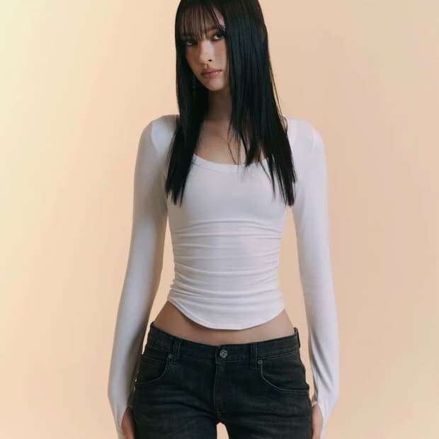 플리즈노팔로우 뉴 모모 셔링 탑 화이트