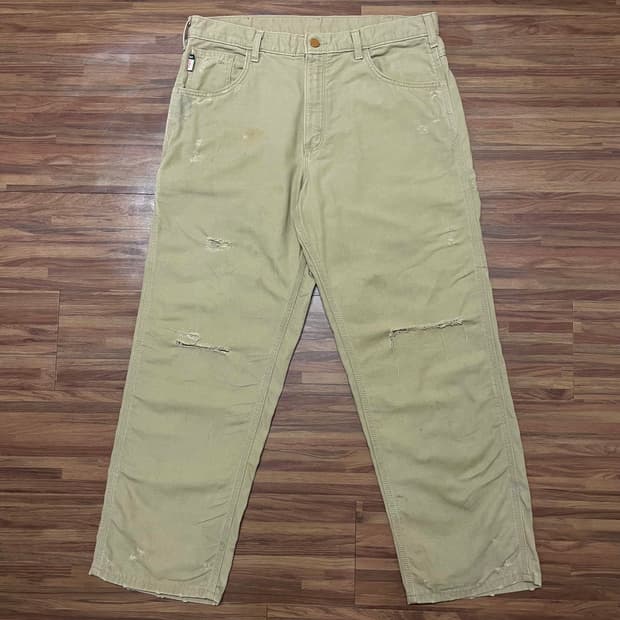 칼하트 FR 싱글니 카펜터 디스 워크팬츠 골든 카키 gkh 36