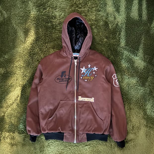 [L] 허니스쿱하우스 퀼티드 캔버스 후드 자켓 브라운