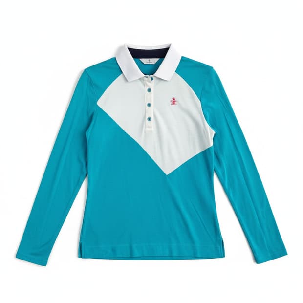 먼싱웨어 여성용 긴팔 폴로티 셔츠 블루/화이트