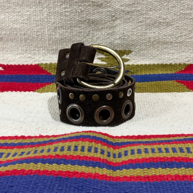 Brown eyelet oval belt / 웨스턴 오발 아일렛 벨트