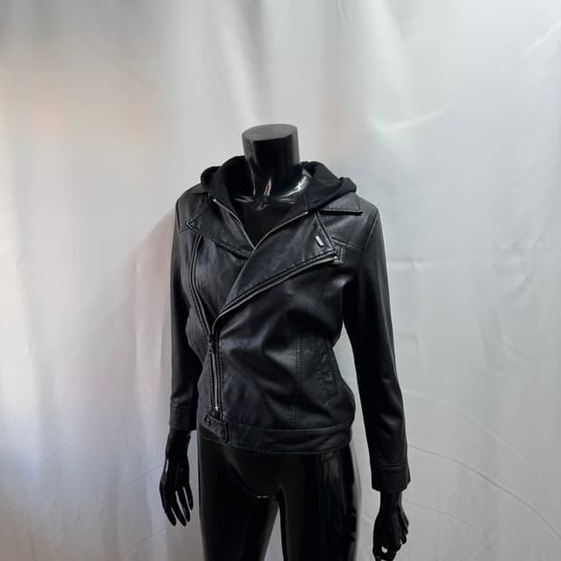 guess / 게스 탈부착 후드 에코 레더 자켓