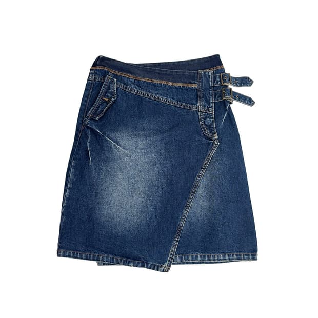 AVIREX two buckle up wrap denim skirt 
