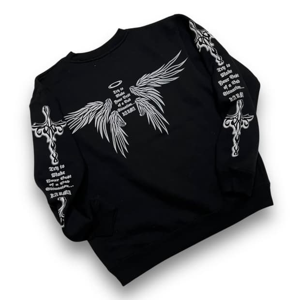 펑크 카르마 트라이벌 크로스 윙 다크 빈티지 맨투맨