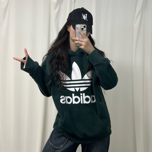 Adidas deep green Trefoil hoodie