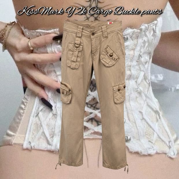 KissMark Y2k Cargo Buckle pants
