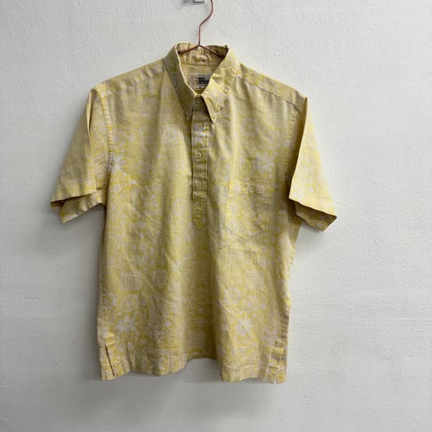 usa 하와이안 Reyn Spooner 옐로우 반팔 셔츠 M