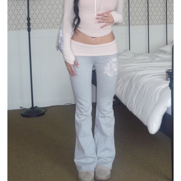 엔젤넘버555 부츠컷 폴디드 팬츠 그레이 엔넘파 갸루 베이비메탈클럽