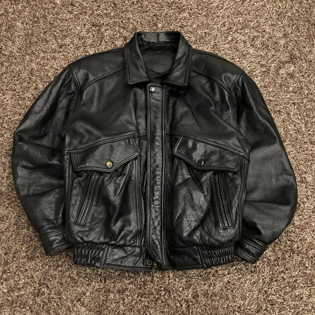 빈티지 리얼레더 봄버 가죽 레더 자켓
