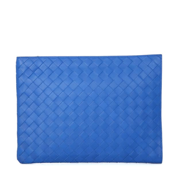 보테가베네타 인트레치아토 블루 지퍼 클러치 607479