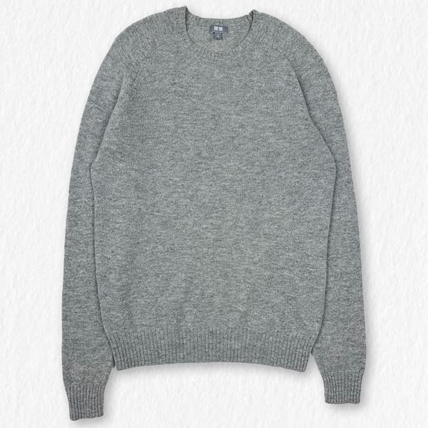 유니클로 울100% 니트 그레이