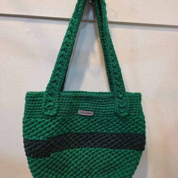 핸드메이드 니트 가방 그린 숄더