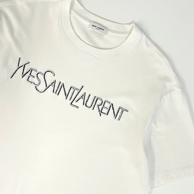 입생로랑 일본판 YSL 90s 자수 로고 화이트 반팔L(44/66)