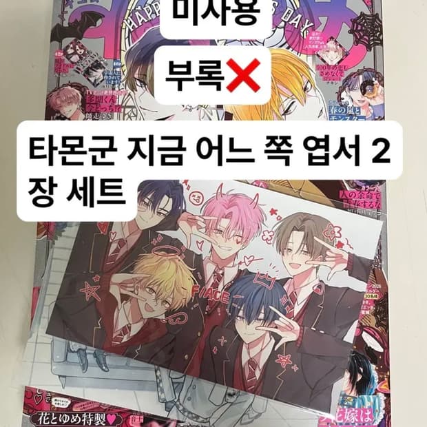 하나토유메)부록없음)미사용)타몬군 지금 어느 쪽 엽서 2장 세트
