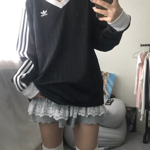 아디다스 블랙 삼선 롱슬리브