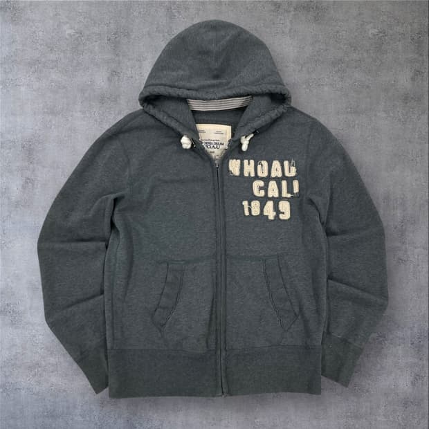 후아유 스펠아웃 로고 차콜 그레이 후드 집업