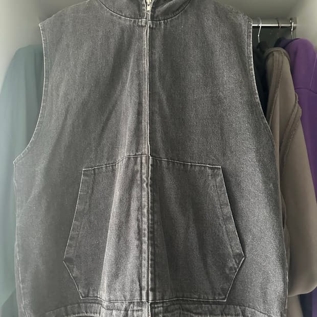 데님 후드 베스트 