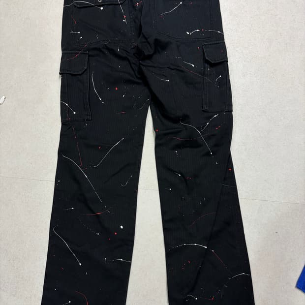 라코스테 올드스쿨 오버핏 카고팬츠 페인팅 커스텀 32