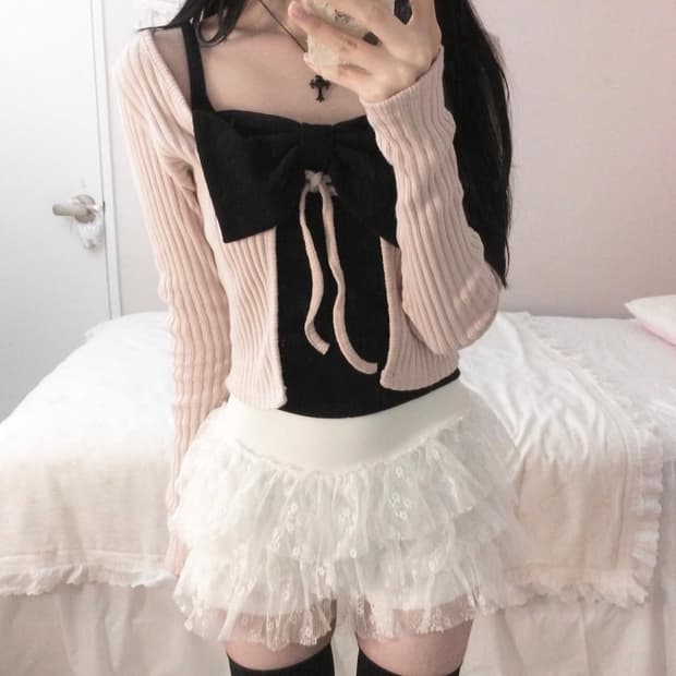 스너그 리본러블리슬리브리스나시 냥코후디스웨터 쿠로니트 서냥님 히메라떼갸루