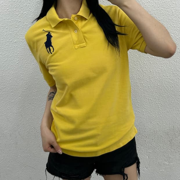 폴로 랄프로렌 네이비 빅포니 옐로우 pk반팔 L